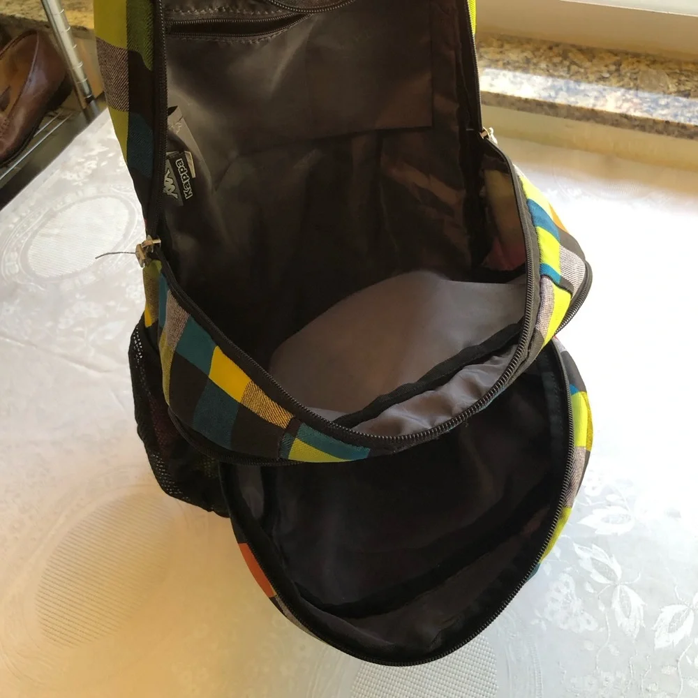 Kappa Large Logo Checkerboard Backpack Multicolored Adjustable Straps Mesh Back